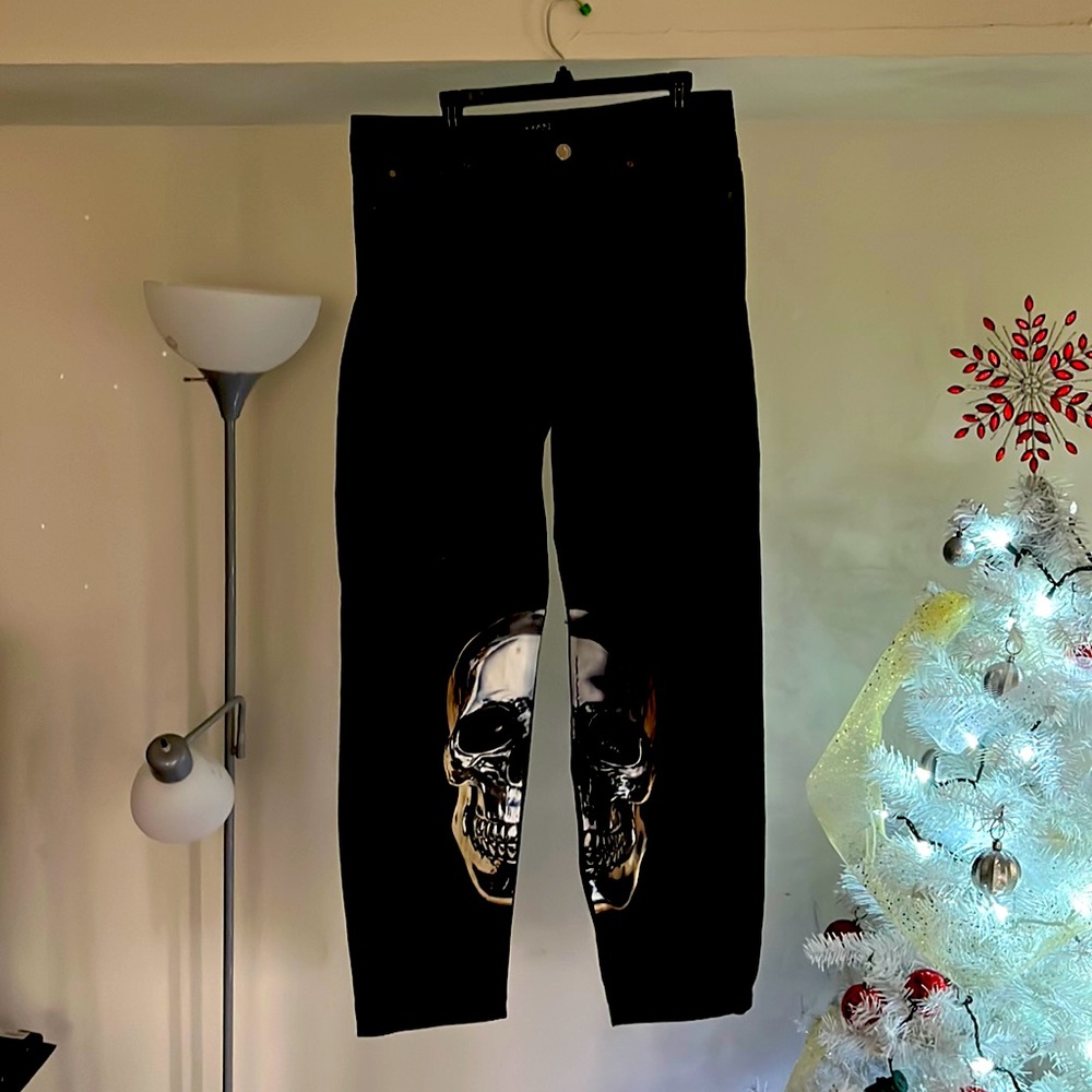 MENS RELAXED FIT SKULL GRAPHIC PRINT JEANS ☠️🖤